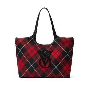 Victorias Secret Plaid Tote Handbag Weekender Bag